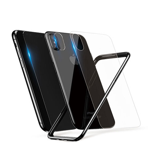 Custodia Silicone Laterale con Pellicola in Vetro Temperato Protettiva per Apple iPhone Xs Nero