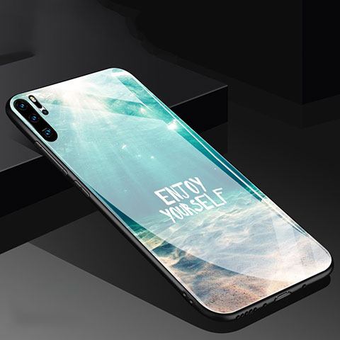 Custodia Silicone Laterale Fantasia Modello Specchio Cover per Huawei P30 Pro New Edition Ciano