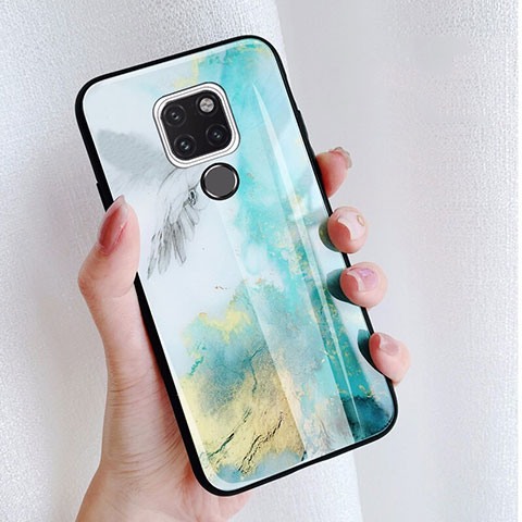 Custodia Silicone Laterale Fantasia Modello Specchio Cover S01 per Huawei Mate 20 Blu