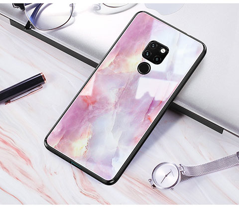 Custodia Silicone Laterale Fantasia Modello Specchio Cover S01 per Huawei Mate 20 Rosa