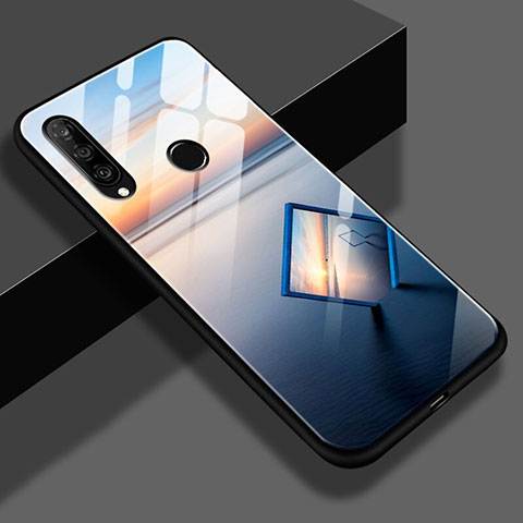 Custodia Silicone Laterale Fantasia Modello Specchio Cover S02 per Huawei P30 Lite XL Blu