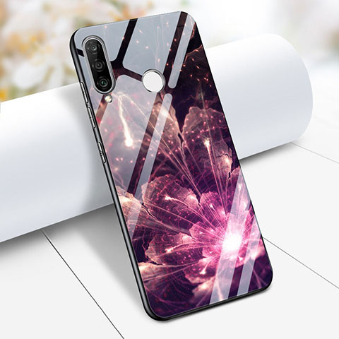 Custodia Silicone Laterale Fiori Specchio Cover per Huawei Nova 4e Viola