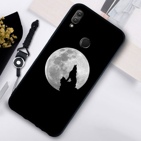 Custodia Silicone Laterale Mistica Luna Stelle Specchio Cover S04 per Huawei Honor 10 Lite Nero