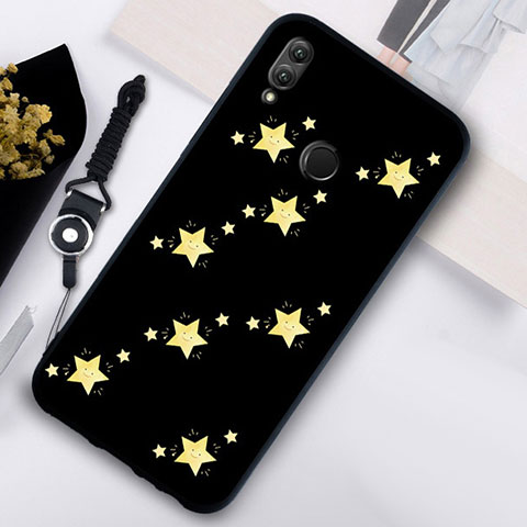 Custodia Silicone Laterale Mistica Luna Stelle Specchio Cover S05 per Huawei Honor 10 Lite Nero