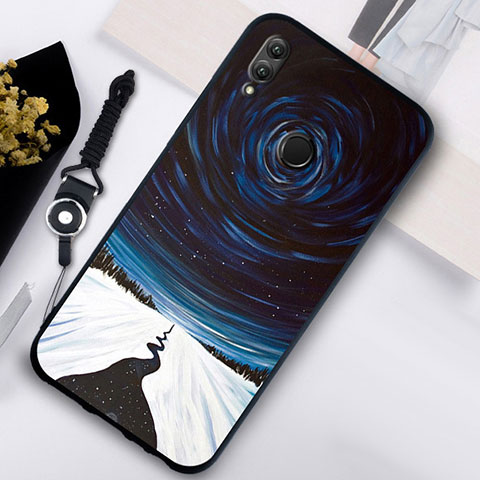 Custodia Silicone Laterale Mistica Luna Stelle Specchio Cover S06 per Huawei Honor 10 Lite Nero