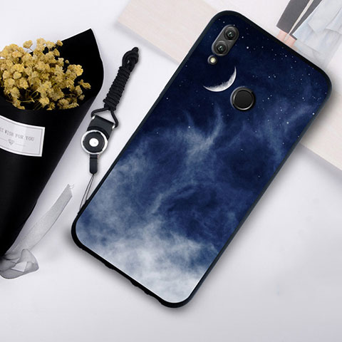 Custodia Silicone Laterale Mistica Luna Stelle Specchio Cover S07 per Huawei Honor 10 Lite Nero