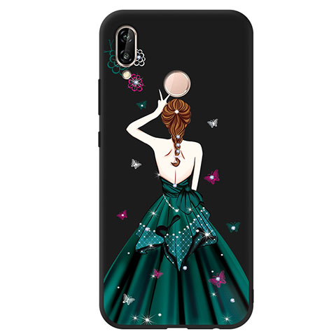 Custodia Silicone Morbida Abito Ragazza Cover per Huawei P20 Lite Verde