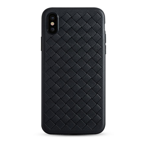 Custodia Silicone Morbida In Pelle C01 per Apple iPhone Xs Nero