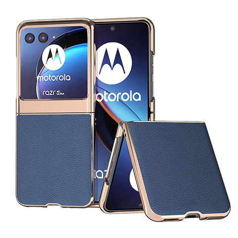 Custodia Silicone Morbida In Pelle Cover B07H per Motorola Moto Razr 40 Ultra 5G Blu