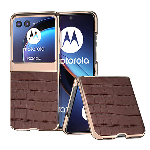 Custodia Silicone Morbida In Pelle Cover B08H per Motorola Moto Razr 40 Ultra 5G Marrone