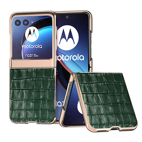 Custodia Silicone Morbida In Pelle Cover B08H per Motorola Moto Razr 40 Ultra 5G Verde