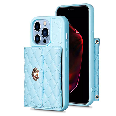 Custodia Silicone Morbida In Pelle Cover BF1 per Apple iPhone 13 Pro Blu