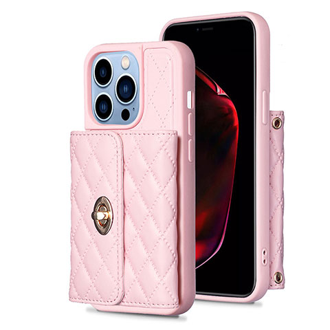 Custodia Silicone Morbida In Pelle Cover BF1 per Apple iPhone 14 Pro Max Oro Rosa