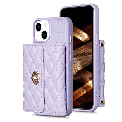 Custodia Silicone Morbida In Pelle Cover BF1 per Apple iPhone 15 Lavanda