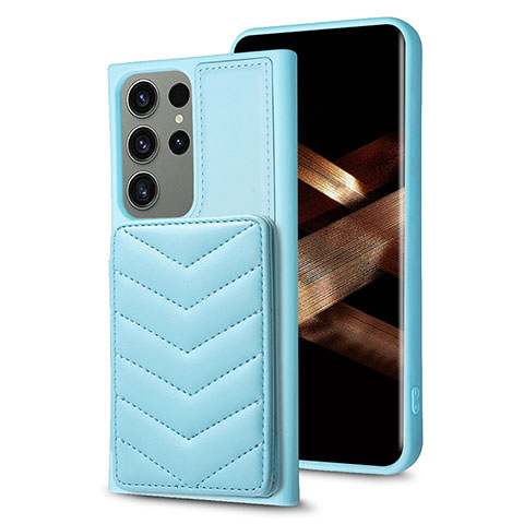 Custodia Silicone Morbida In Pelle Cover BF1 per Samsung Galaxy S25 Ultra 5G Azzurro