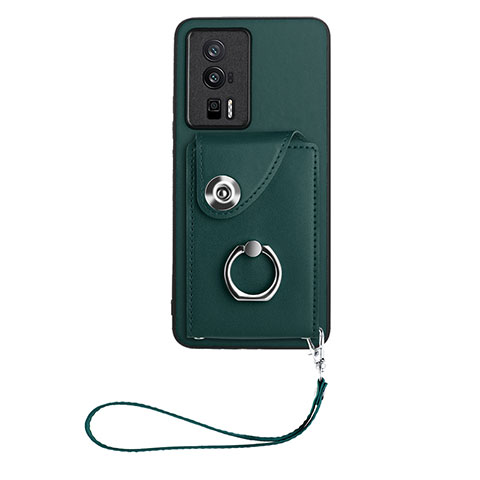 Custodia Silicone Morbida In Pelle Cover BF1 per Xiaomi Redmi K60 Pro 5G Verde Notte