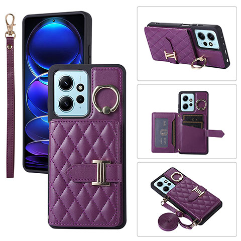 Custodia Silicone Morbida In Pelle Cover BF1 per Xiaomi Redmi Note 12 4G Viola