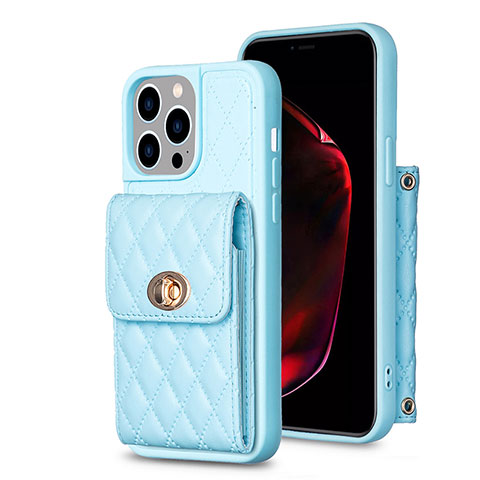 Custodia Silicone Morbida In Pelle Cover BF2 per Apple iPhone 14 Pro Max Blu