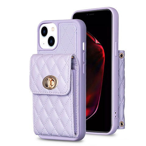 Custodia Silicone Morbida In Pelle Cover BF2 per Apple iPhone 15 Lavanda