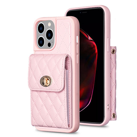 Custodia Silicone Morbida In Pelle Cover BF2 per Apple iPhone 16 Pro Oro Rosa