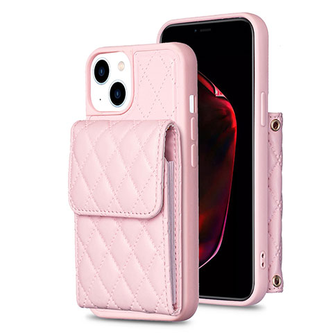 Custodia Silicone Morbida In Pelle Cover BF3 per Apple iPhone 14 Oro Rosa