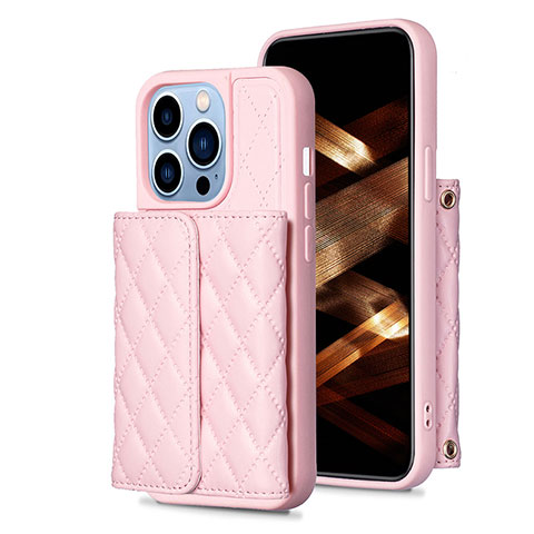 Custodia Silicone Morbida In Pelle Cover BF3 per Apple iPhone 15 Pro Max Oro Rosa