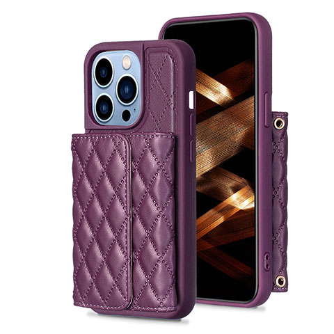 Custodia Silicone Morbida In Pelle Cover BF3 per Apple iPhone 15 Pro Viola