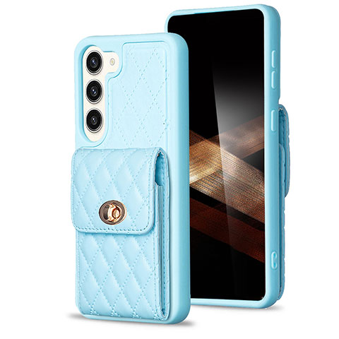 Custodia Silicone Morbida In Pelle Cover BF4 per Samsung Galaxy S24 Plus 5G Azzurro