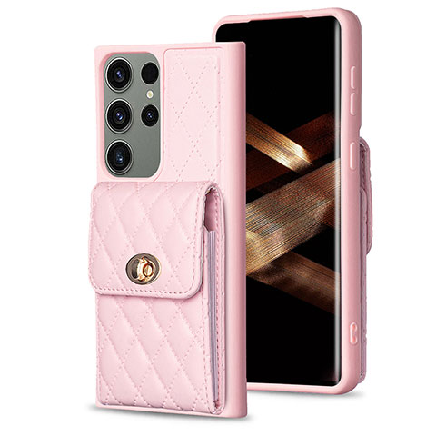 Custodia Silicone Morbida In Pelle Cover BF4 per Samsung Galaxy S25 Ultra 5G Oro Rosa