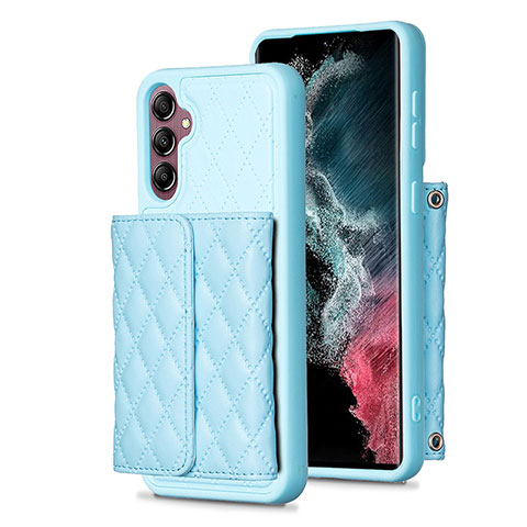 Custodia Silicone Morbida In Pelle Cover BF5 per Samsung Galaxy A14 4G Cielo Blu