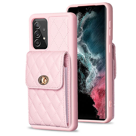 Custodia Silicone Morbida In Pelle Cover BF5 per Samsung Galaxy A52 4G Oro Rosa