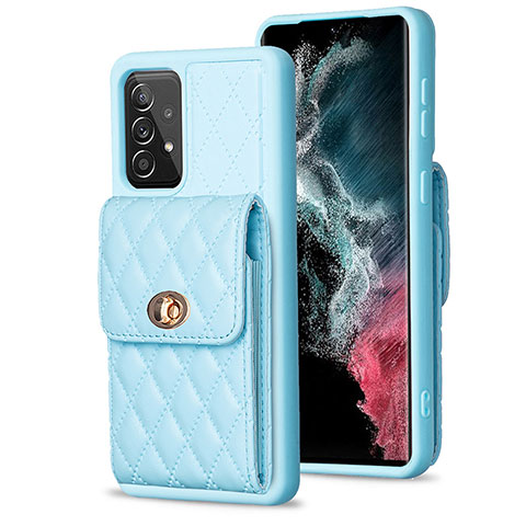 Custodia Silicone Morbida In Pelle Cover BF5 per Samsung Galaxy A52s 5G Cielo Blu