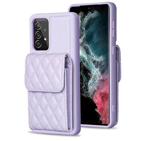 Custodia Silicone Morbida In Pelle Cover BF6 per Samsung Galaxy A52 4G Lavanda