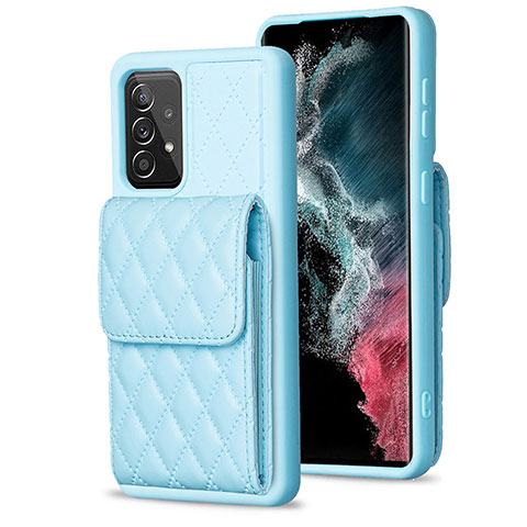 Custodia Silicone Morbida In Pelle Cover BF6 per Samsung Galaxy A52 5G Cielo Blu