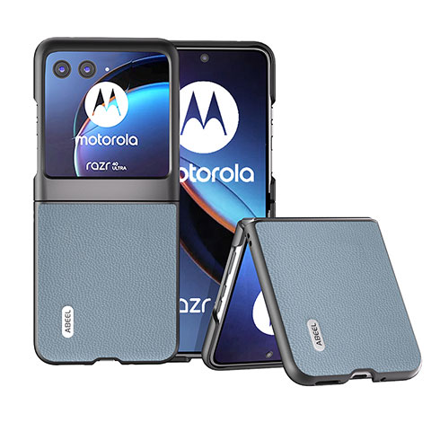 Custodia Silicone Morbida In Pelle Cover BH3 per Motorola Moto Razr 40 Ultra 5G Cielo Blu