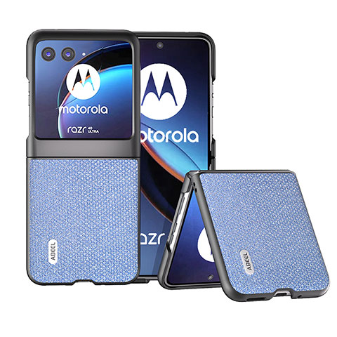 Custodia Silicone Morbida In Pelle Cover BH6 per Motorola Moto Razr 40 Ultra 5G Blu