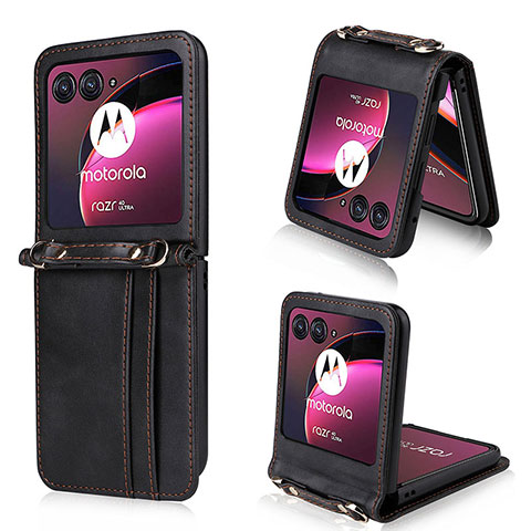 Custodia Silicone Morbida In Pelle Cover BY5 per Motorola Moto Razr 40 Ultra 5G Nero