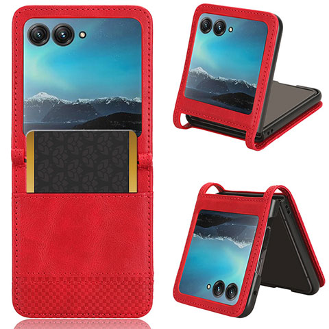 Custodia Silicone Morbida In Pelle Cover BY7 per Motorola Moto Razr 40 Ultra 5G Rosso