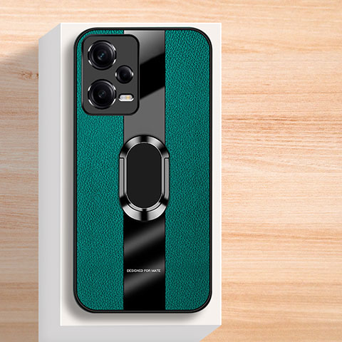 Custodia Silicone Morbida In Pelle Cover con Magnetico Anello Supporto K01 per Xiaomi Poco X5 5G Verde