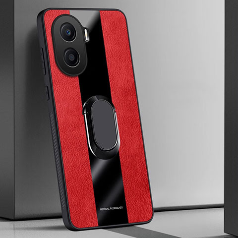 Custodia Silicone Morbida In Pelle Cover con Magnetico Anello Supporto PB1 per Huawei Honor X40i 5G Rosso