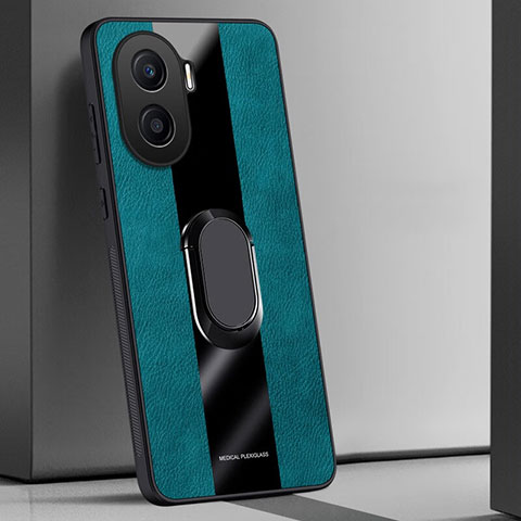 Custodia Silicone Morbida In Pelle Cover con Magnetico Anello Supporto PB1 per Huawei Honor X7a Verde