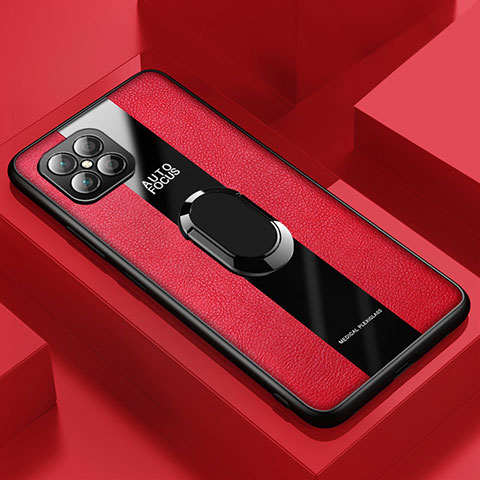 Custodia Silicone Morbida In Pelle Cover con Magnetico Anello Supporto PB1 per Huawei Nova 8 SE 4G Rosso