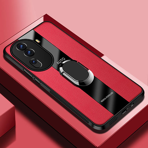 Custodia Silicone Morbida In Pelle Cover con Magnetico Anello Supporto PB1 per Oppo Reno11 Pro 5G Rosso