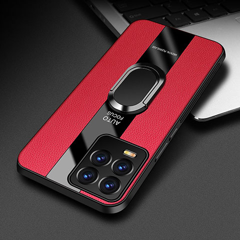 Custodia Silicone Morbida In Pelle Cover con Magnetico Anello Supporto PB1 per Realme 8 4G Rosso