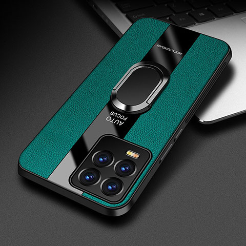 Custodia Silicone Morbida In Pelle Cover con Magnetico Anello Supporto PB1 per Realme 8 4G Verde