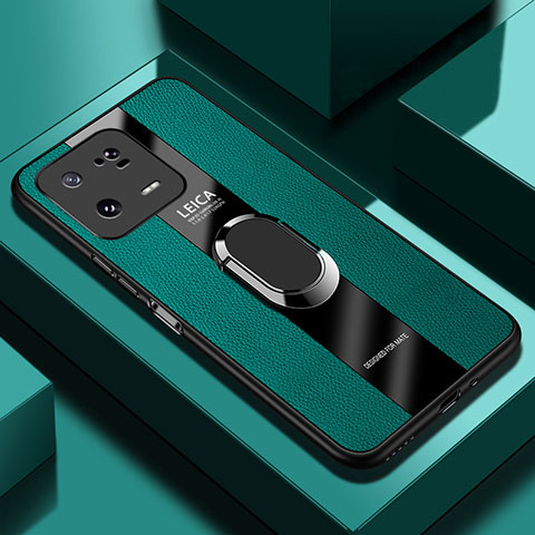 Custodia Silicone Morbida In Pelle Cover con Magnetico Anello Supporto PB1 per Xiaomi Mi 13 5G Verde