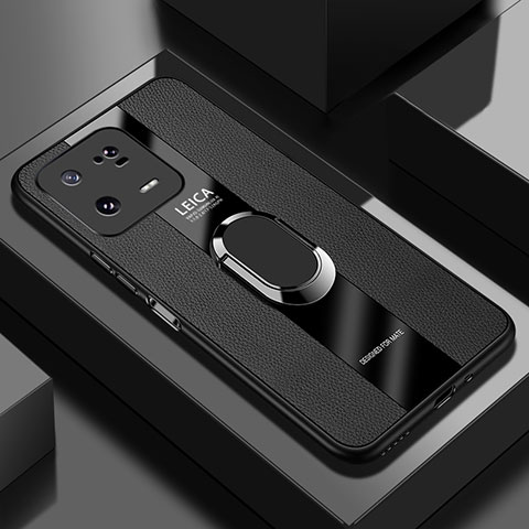 Custodia Silicone Morbida In Pelle Cover con Magnetico Anello Supporto PB1 per Xiaomi Mi 13 Pro 5G Nero