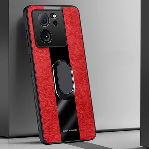 Custodia Silicone Morbida In Pelle Cover con Magnetico Anello Supporto PB1 per Xiaomi Mi 13T 5G Rosso