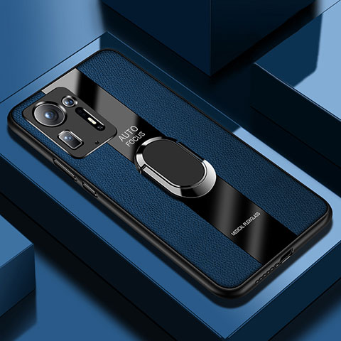 Custodia Silicone Morbida In Pelle Cover con Magnetico Anello Supporto PB1 per Xiaomi Mi Mix 4 5G Blu