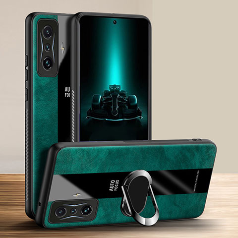 Custodia Silicone Morbida In Pelle Cover con Magnetico Anello Supporto PB1 per Xiaomi Poco F4 GT 5G Verde